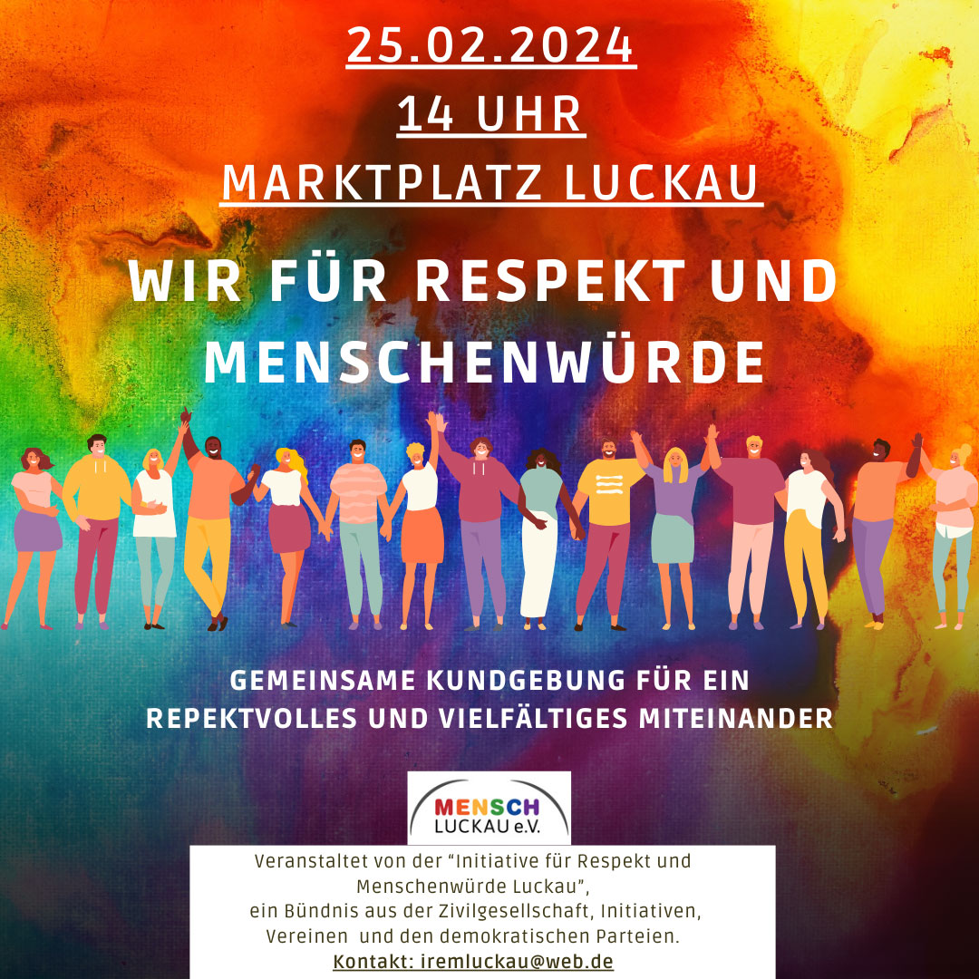 Kundgebung in Luckau am 25.02.2024: "Wir für Respekt und Menschenwürde"